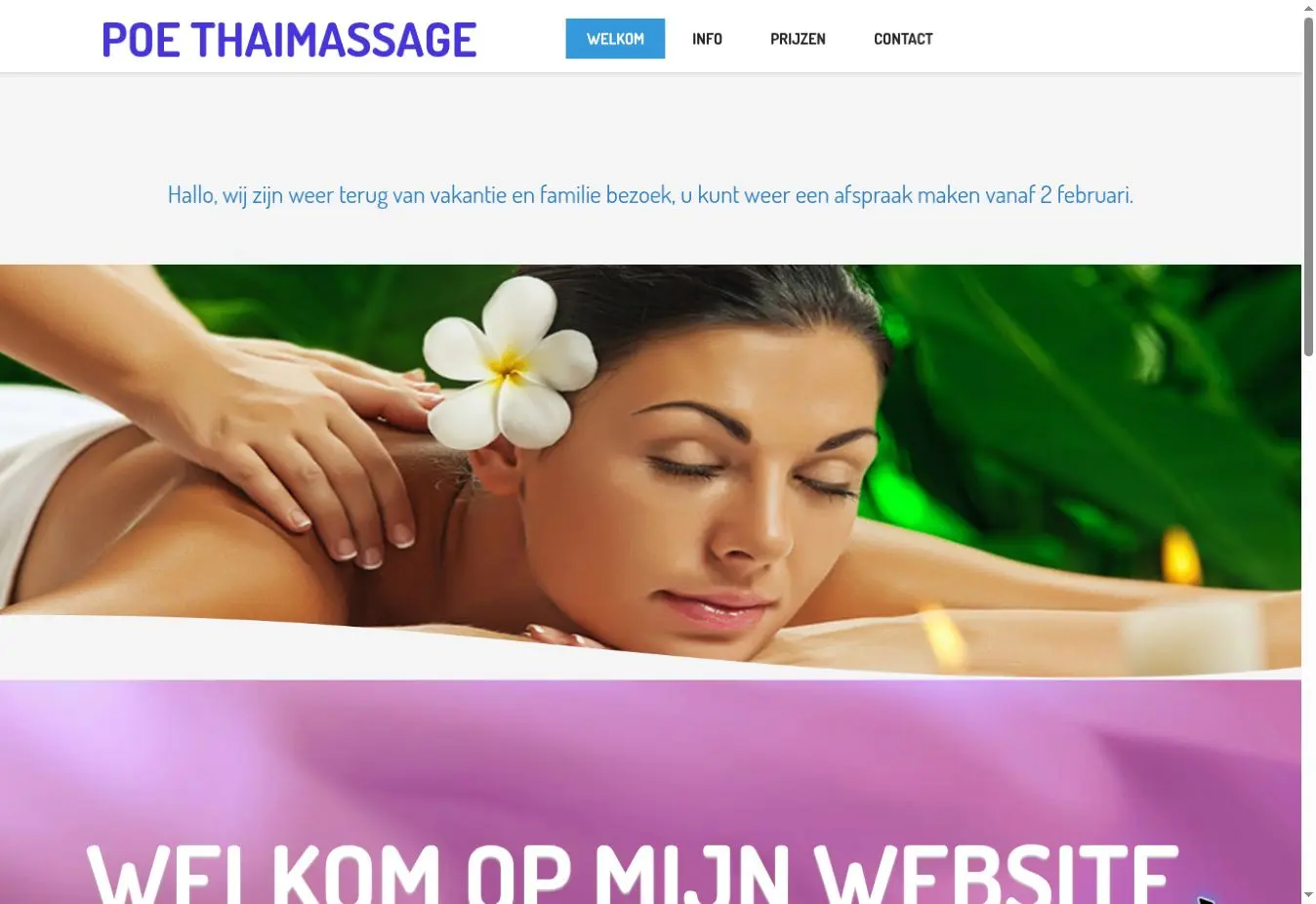 Schermafbeelding van de openbare website van Poe Thai Massage